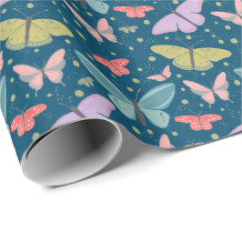 Färgade moln av Mörk blått fjärilar Presentpapper