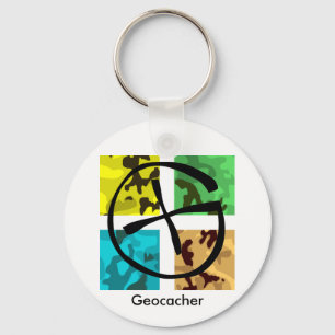 Färgade och logoed Geocaching Keychain Nyckelring