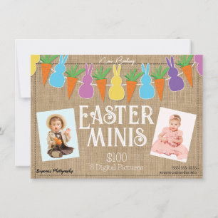 Färgade påskharar & Minis Fotograferingsflyer Inbjudningar