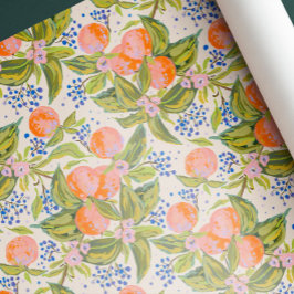 Färgade persikor med blommor presentpapper