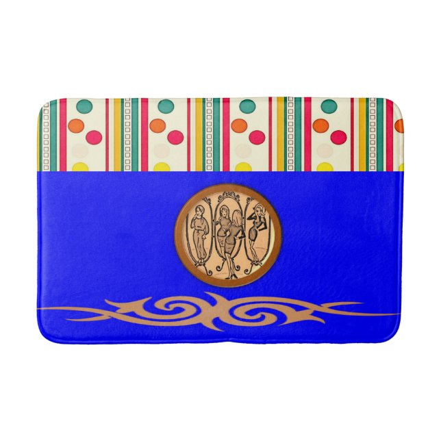 färgade pokadotcirklar badrumsbadrumsbadkar badrumsmatta (Framsidan)