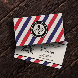 Färgade ränder på barberarens logo visitkort