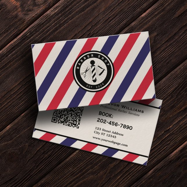 Färgade ränder på barberarens logo visitkort (Skapare uppladdad)