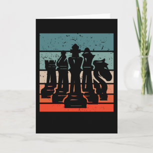 Färgade retro vintage schackfigurer kort