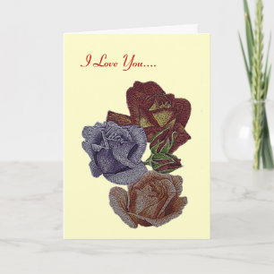 färgade rosor- och ro-knoppar för valentineser kort