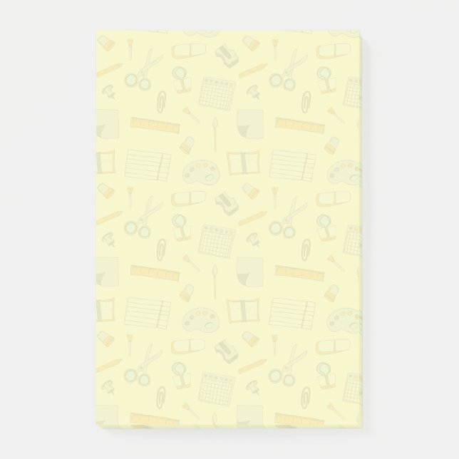 Färgade Skolmaterial Mönster Post-it Block (Framsida)