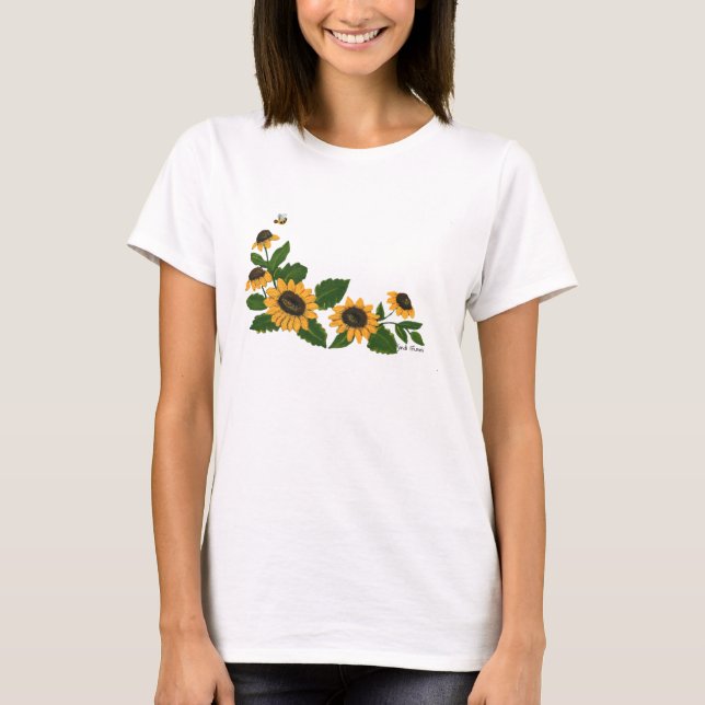 Färgade solblommor Srt T-shirt (Framsida)