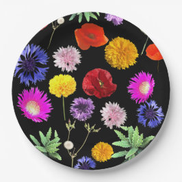 färgade sommarblommor på svart bakgrund