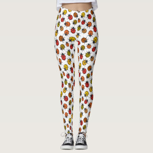 Färgade stegbuggar på vita leggings