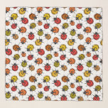 Färgade stegbuggar på vita sjal<br><div class="desc">Sömlös mönster gjord av hand plockade ladybugs.</div>