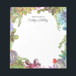 Färgade Succulents från Desk of, Personlig Anteckningsblock<br><div class="desc">Det här vackra anteckningsblocket har vattenfärgsövertoningar i nyanser av gröntar,  lila färger och nyanser samt din anpassning. Använda mallformuläret för att lägga till texten.</div>