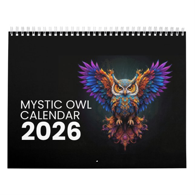 Färgade vingar: Den 2026 Mystic Ugglan Kalender (Omslag)