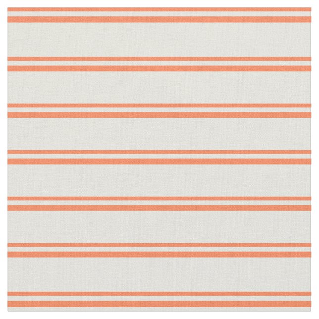 Färgaden Coral & Beige stripe Mönster Tyg (Närbild)