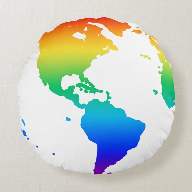 Färgaden jorden Rainbow Rund Kudde (Framsidan)