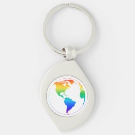 Färgaden jorden Rainbow Swirl Silverfärgad Nyckelring