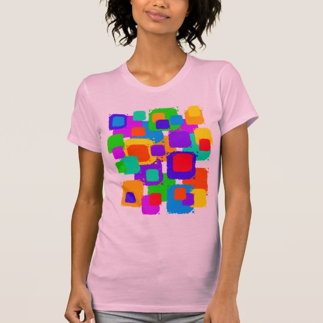 Färgaden kvadrerar t-shirt (Framsida)