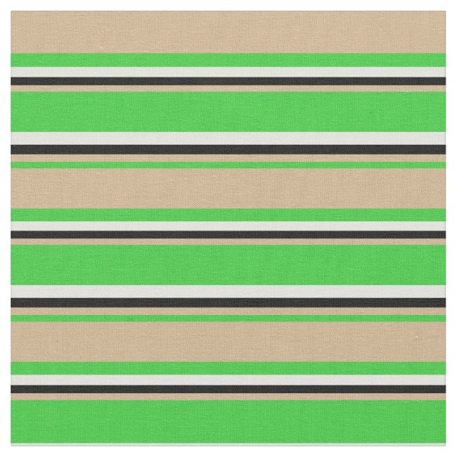 Färgaden Lime Green, Tan, Black och Light Cyan Tyg (Närbild)