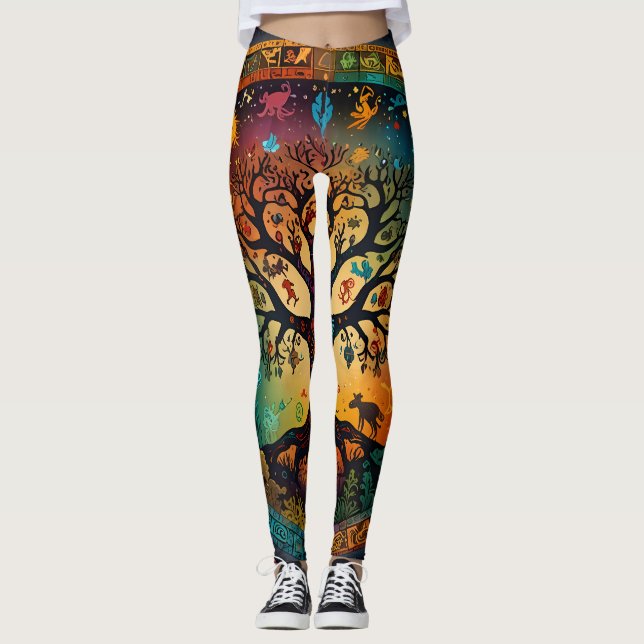 Färgaden Livets träd Vivid Design Leggings (Framsida)