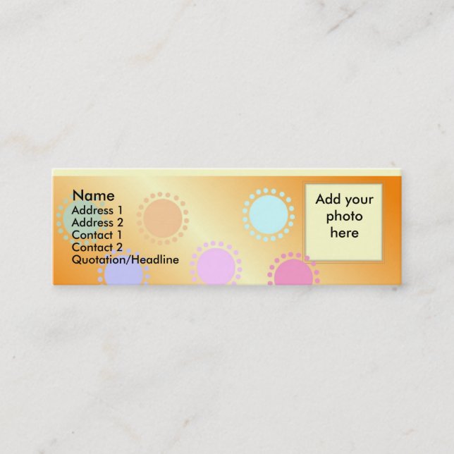 Färgaden pricker det magra fotoet profilerar mini visitkort (Framsida)