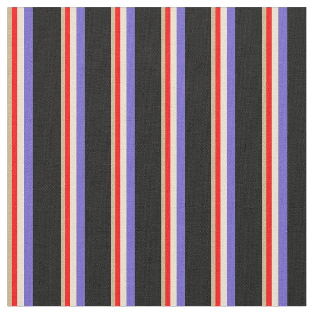 Färgaden Tan, Red, Beige, Slate Blue och Black Tyg (Närbild)