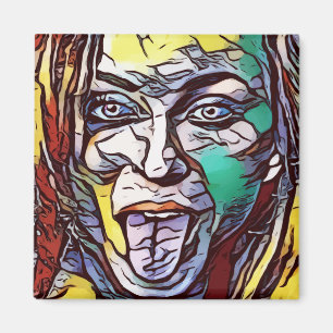 Färgaden Woman Girl Graffiti Paint Art Ansikte Öga Magnet