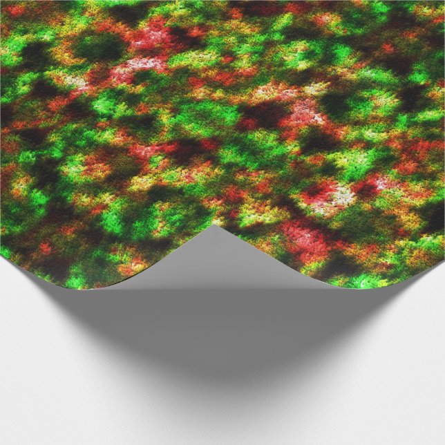 Färgadens grönt, gult till rött med fjädrar. presentpapper (Hörn)