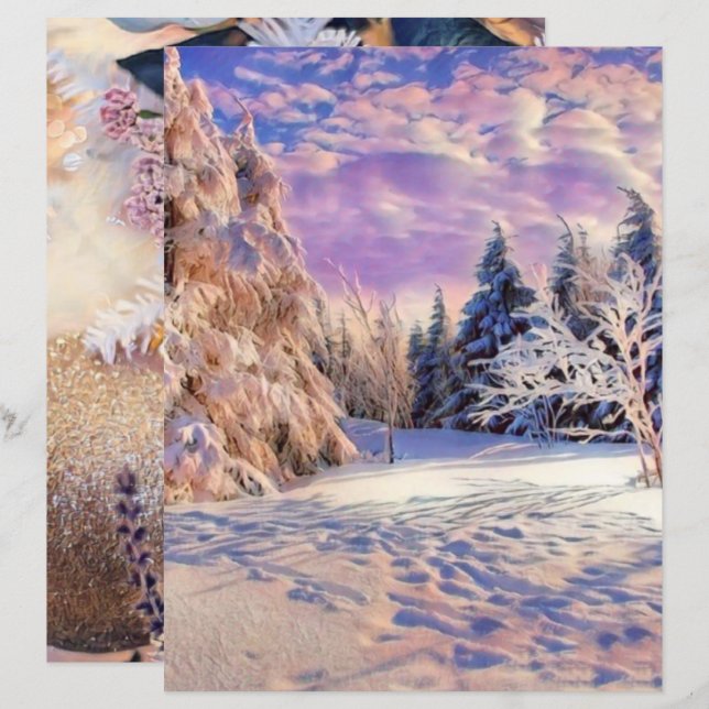 Färgadens moderna vattenfärg snöade träd (Fram/baksida)