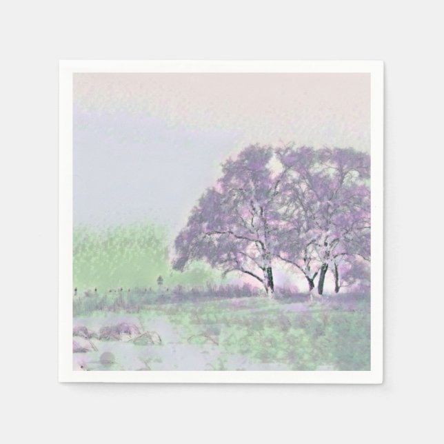 Färgadens moderna vattenfärg snöade träd pappersservett (Framsidan)