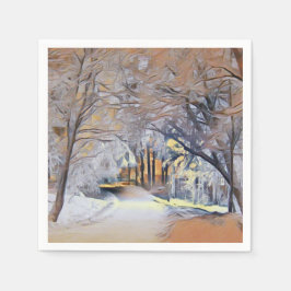 Färgadens moderna vattenfärg snöade träd pappersservett