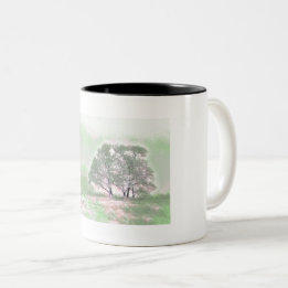 Färgadens moderna vattenfärg snöade träd Två-Tonad mugg