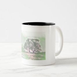 Färgadens moderna vattenfärg snöade träd Två-Tonad mugg