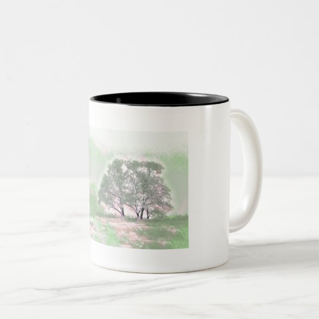 Färgadens moderna vattenfärg snöade träd Två-Tonad mugg (Framsida höger)