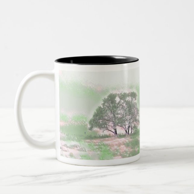 Färgadens moderna vattenfärg snöade träd Två-Tonad mugg (Vänster)