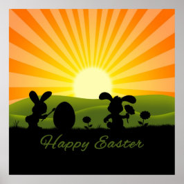 Färgägg för kute Påskhare Poster