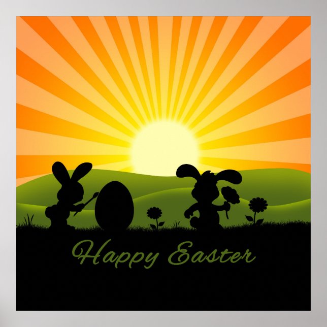 Färgägg för kute Påskhare Poster (Framsidan)