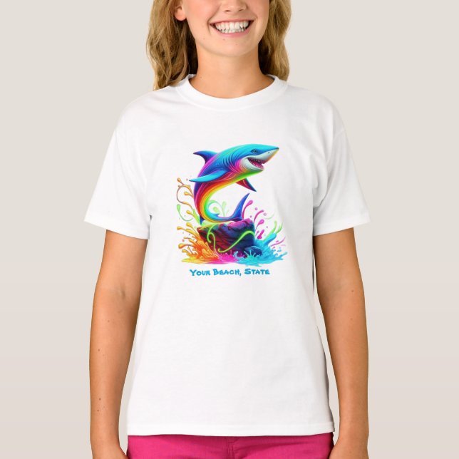 Färgaktig haj Stänk T Shirt (Framsida)