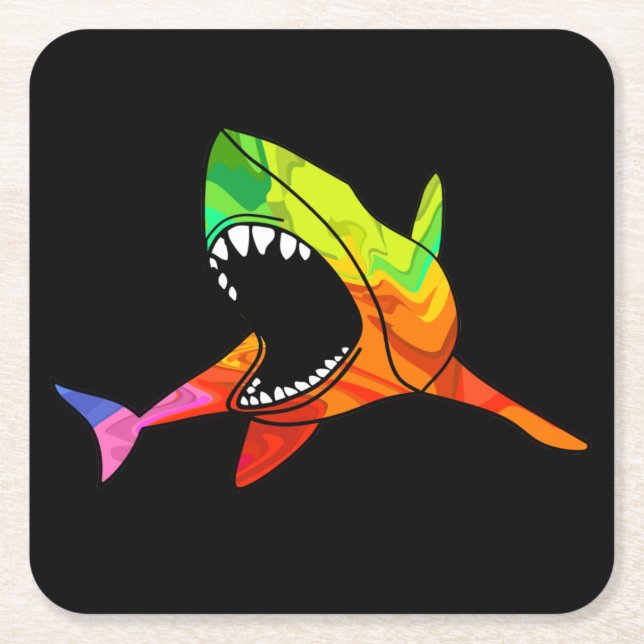 Färgaktig haj underlägg papper kvadrat (Framsidan)