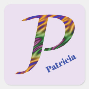 Färgämne Brev P Monogram Inledande färgämne Fyrkantigt Klistermärke