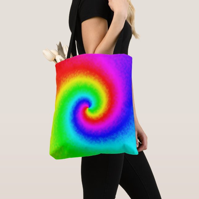 Färgämne Dye Rainbow Swirl Hippie Boho Chic Tygkasse (Närbild)
