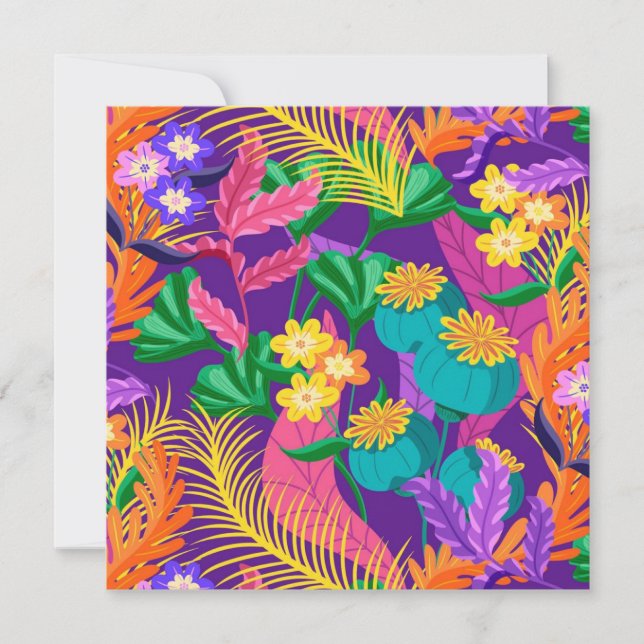Färgämne exotiskt Blommönster-23148 Inbjudningar (Framsida)