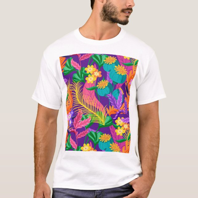 Färgämne exotiskt Blommönster-23148 T Shirt (Framsida)