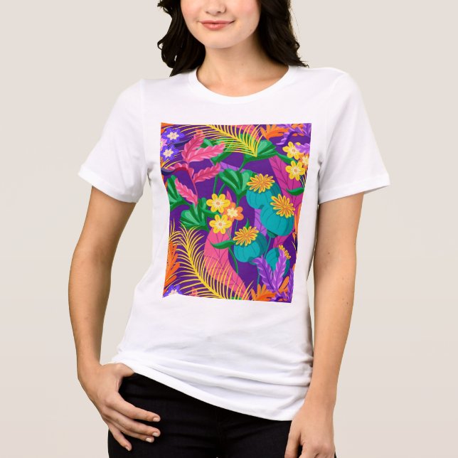 Färgämne exotiskt Blommönster-23148 T Shirt (Framsida)
