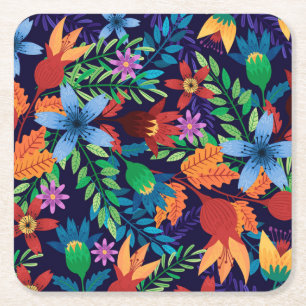 Färgämne exotiskt Blommönster-32436 Underlägg Papper Kvadrat