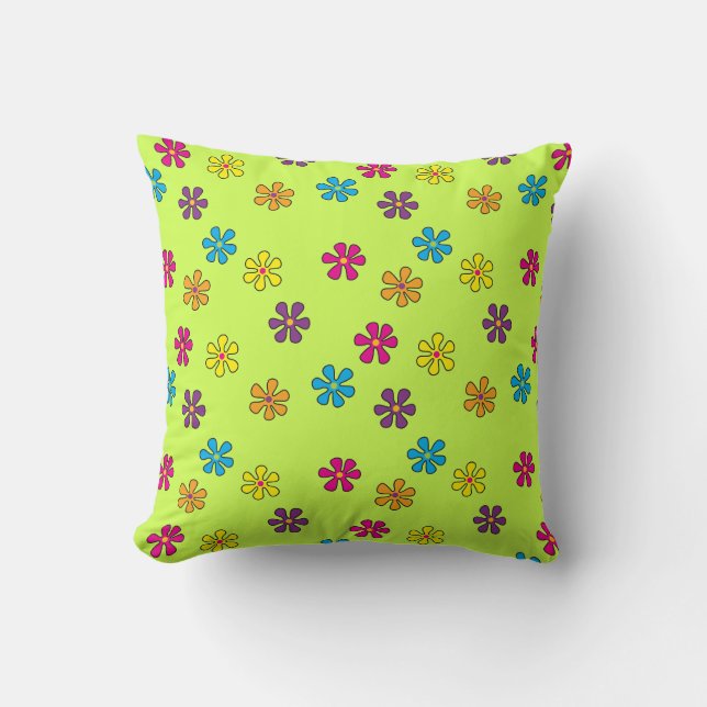 Färgämne Hippie Flower Kudde (Framsida)