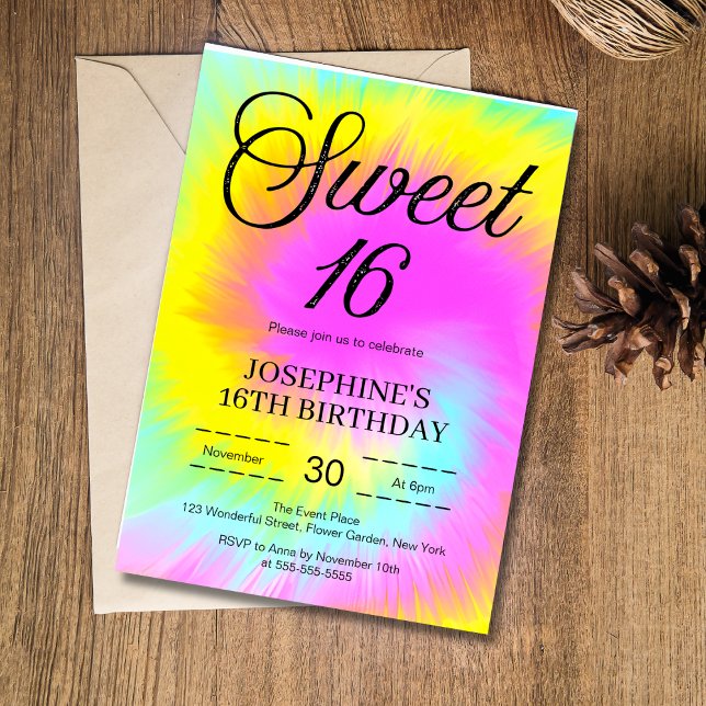 Färgämne Pastel Boho 16:e födelsedagen Inbjudningar (Skapare uppladdad)