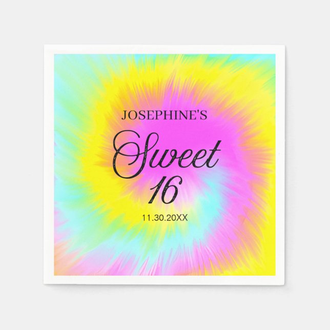 Färgämne Pastel Boho 16:e födelsedagen Pappersservett (Framsidan)