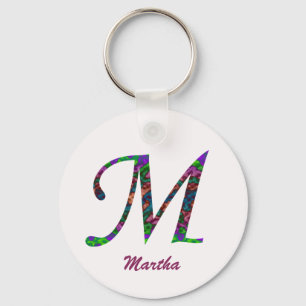 Färgämne Swirls Brev M Monogram Inledande Nyckelring