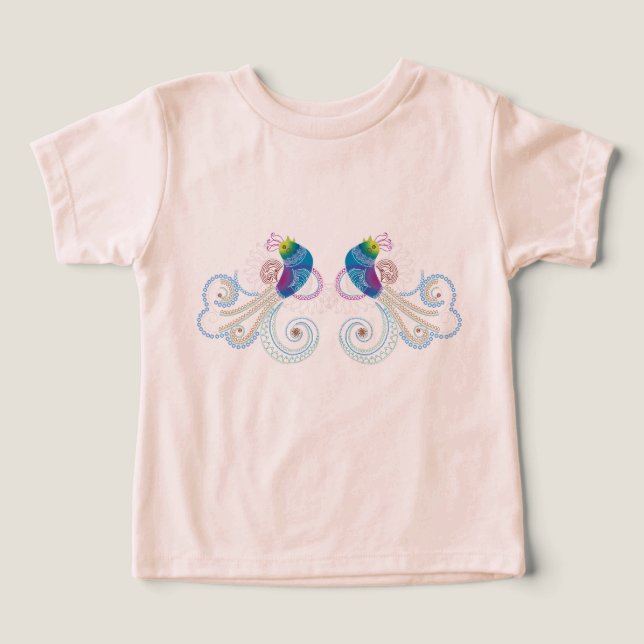 Färgämnen Abstrakt Ornate Birds 2 Tee (Design Framsida)