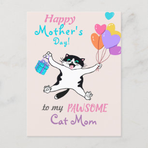Färgämnen av färgämnet Cat Mamma Mors dag Cute Kat Vykort