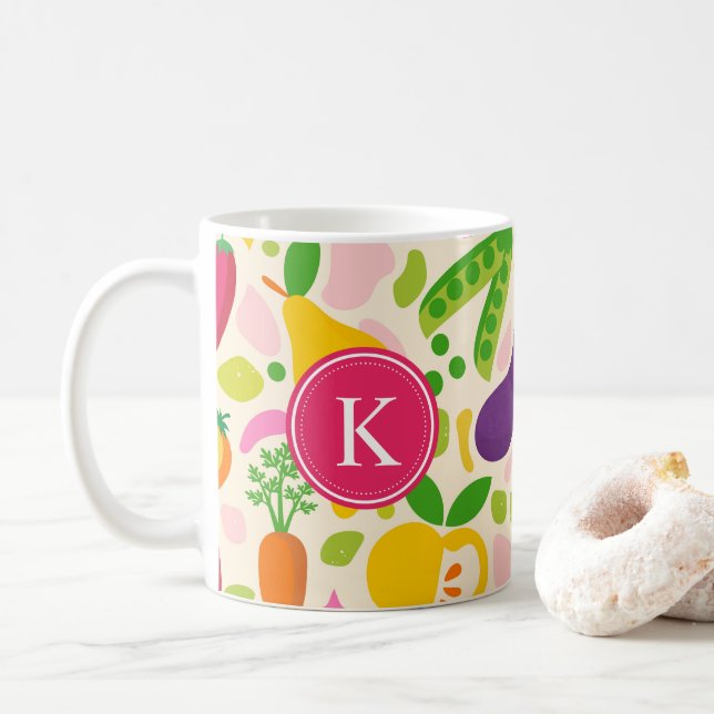 Färgämnen av frukt i monogram kaffemugg (Med munk)